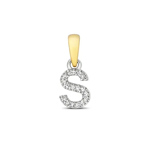 S Diamond Initial Pendent 0.02ct 0.40g - 9ct Yellow Gold 